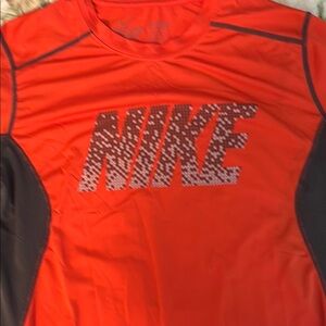Nike Dri fit Pro Combat fitted  Kids Short Sleeve Tee - Orange and Gray